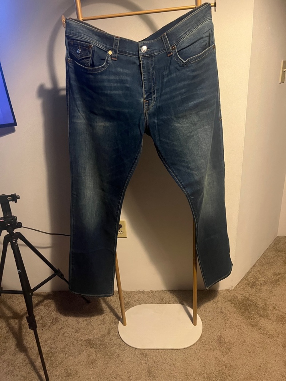 True Religion Men's Indigo Straight-Leg Jeans 40x32